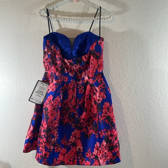 B.DARLIN Floral Print Blue Strapless Fit & Flare Dress Size 7/8 NEW - Picture 6 of 11